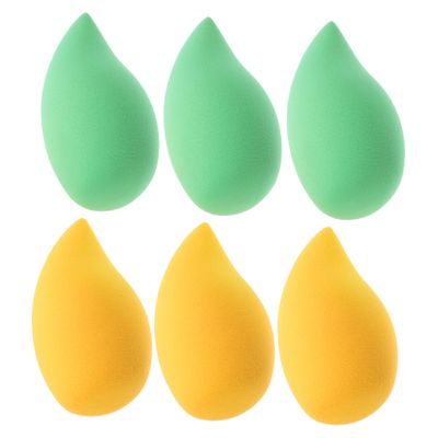6Pcs Mango Shaped Makeup Sponges Dual Use Powder for Foundation Face Durable Easy to Clean for All Skin Types Includes