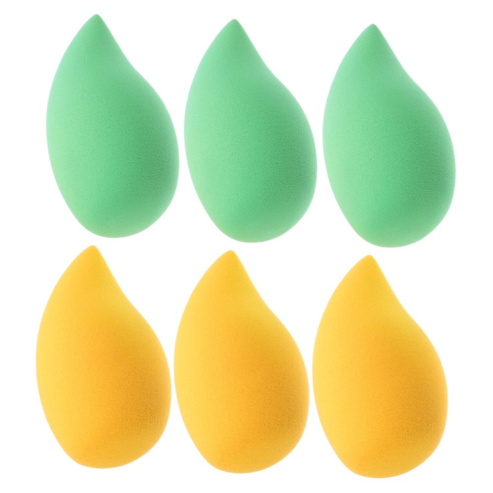 6Pcs Mango Shaped Makeup Sponges Dual Use Powder for Foundation Face Durable Easy to Clean for All Skin Types Includes
