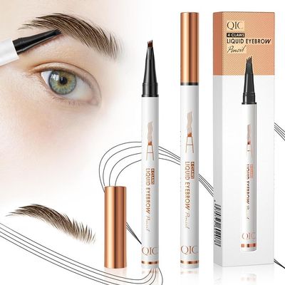 2 Pcs Microblading Eyebrow Pen, 2025 Upgraded 3D Waterproof 4-Tip Eyebrow Pencil, Natural Makeup Long-Lasting Fine Stroke Magic Eyebrow Pencil for Women Stay on All Day (02 Dark Brown*2)