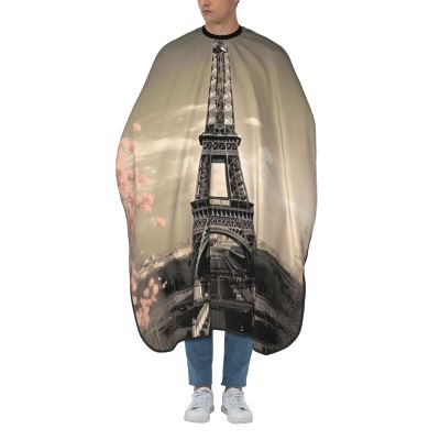 Aprons Professional Hair Cutting Cape with Adjustable Snap Closure, Paris Tower Barber Cape for Men Women Waterproof Hairdressing Salon Cape, Coloring Makeup Styling Home Use