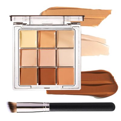 9 Colors Correcting Concealer Palette,Colors Corrector Palette,Long Lasting Concealer Cream Makeup Palettes,Natural Finish Cream Foundation,Contouring Highlighting Makeup Kit for Dark Circles