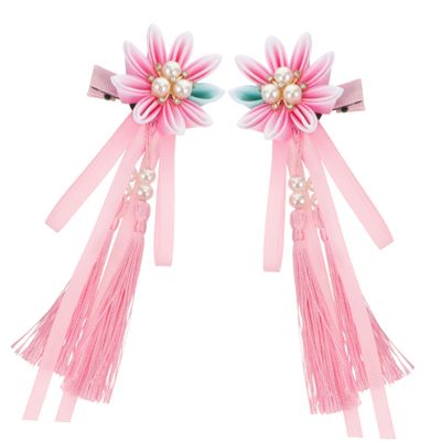 1 Pair Gradient Flower Tassel Hairpins Elegant Photography Hair Accessories for Performance Weddings and Dances Lightweight Headdress for Stylish Looks