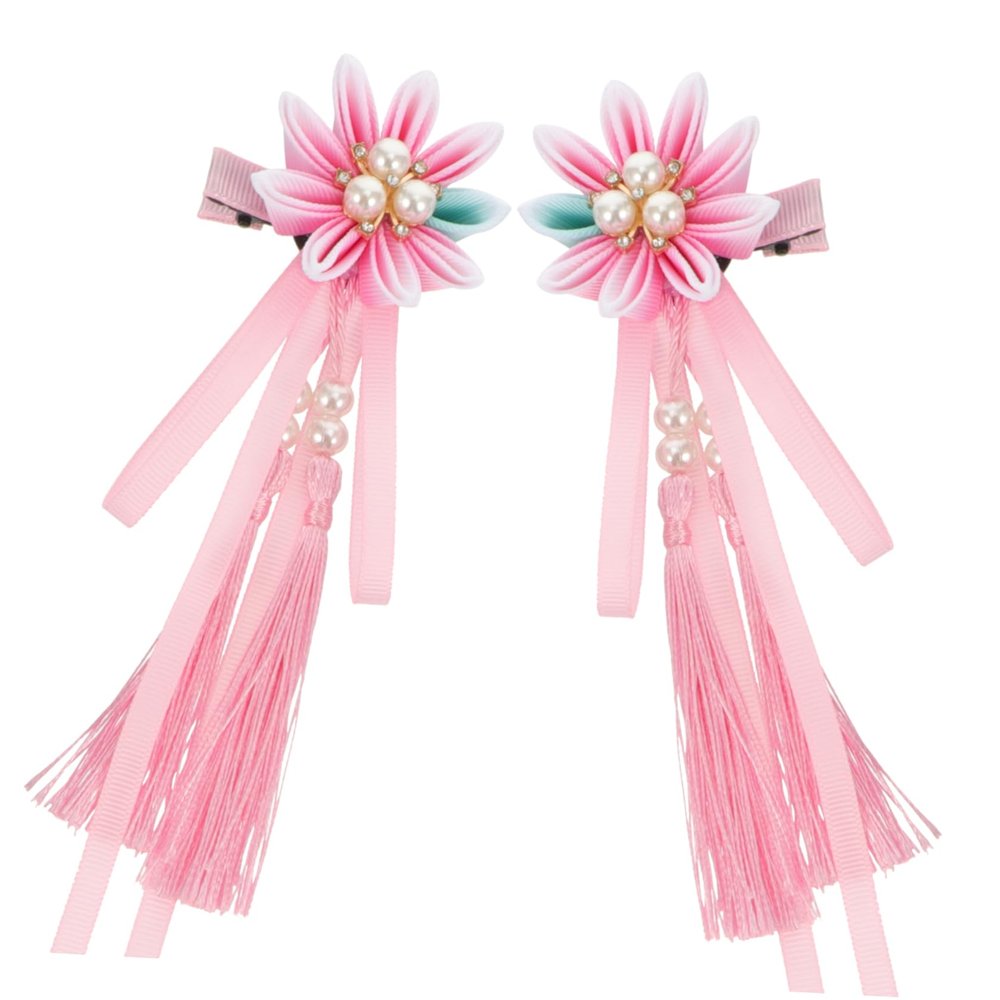 1 Pair Gradient Flower Tassel Hairpins Elegant Photography Hair Accessories for Performance Weddings and Dances Lightweight Headdress for Stylish Looks