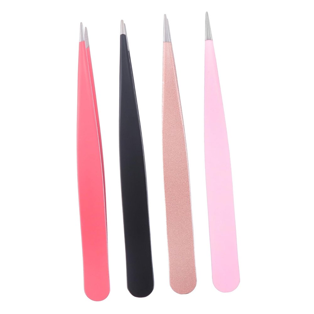 4Pcs Stainless Steel Eyebrow Clips Durable Pointed Tweezers for Makeup and Hair Removal Lightweight Facial Tool for Travel Easy to Use with Fine Workmanship