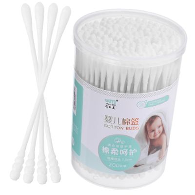 200Pcs Care Cotton Swabs Double Tipped Buds for Wound Care Makeup Applications Safe Ear Cleaning and Crafts Convenient Storage Box Included