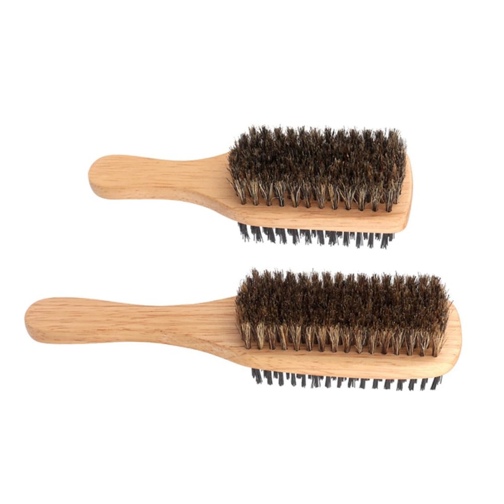 2Pcs Double Sided Bristle Hair Brushes for Men Versatile Grooming Styling Tools for Fine Hair Beard Care and Daily Maintenance Durable Gentle Cleaning Brushes