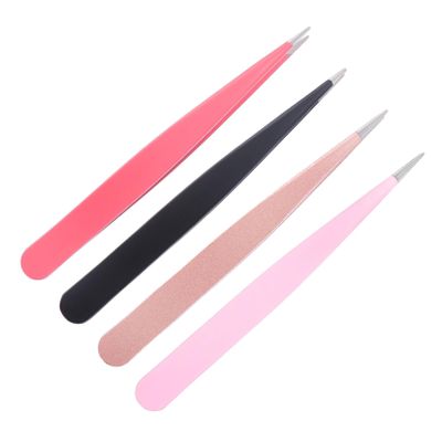 4Pcs Stainless Steel Pointed Mouth Tweezers Versatile Eyebrow Clips for Hair Removal Ergonomic Design Durable Lightweight for Travel