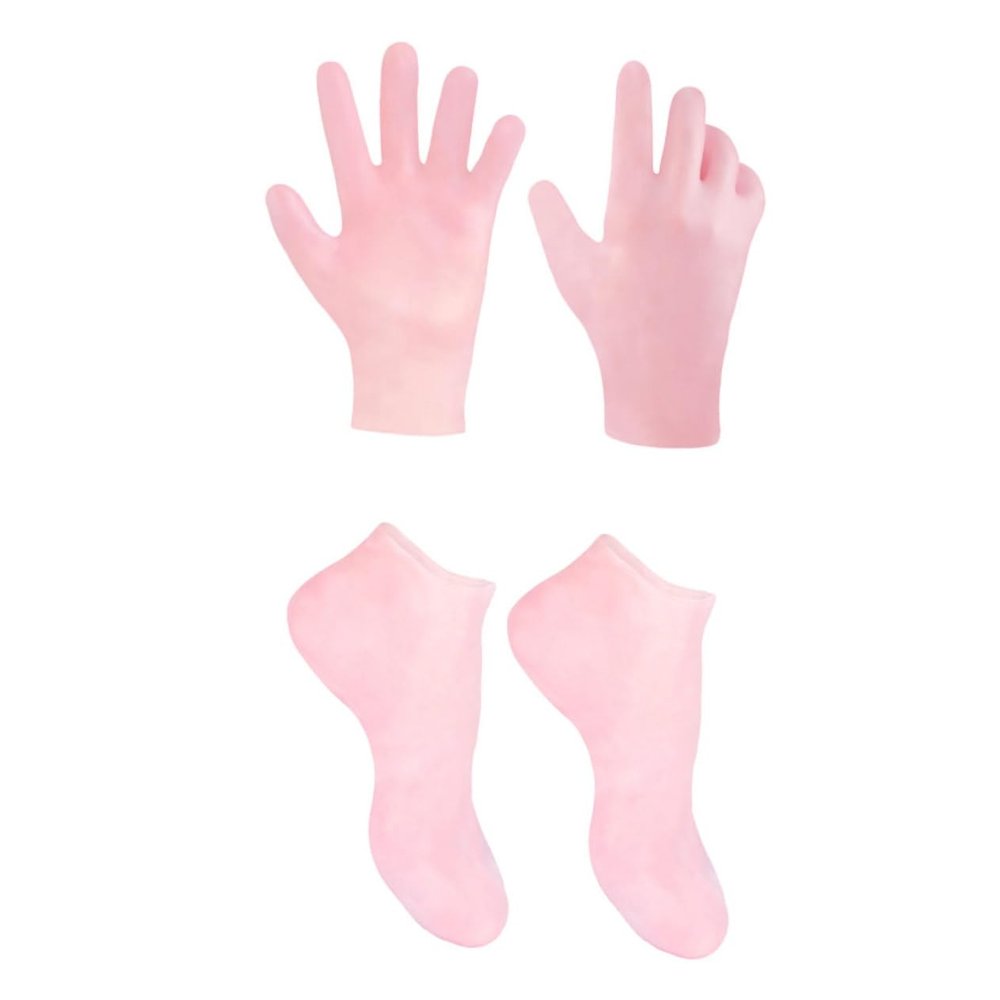 1Set Moisturizing Socks and Gloves for Foot and Hand Care Exfoliating Remover for Dry Cracked Skin Pink Foot Cover and Hand Gloves Socks