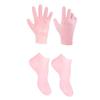 1Set Moisturizing Socks and Gloves for Foot and Hand Care Exfoliating Remover for Dry Cracked Skin Pink Foot Cover and Hand Gloves Socks view 1