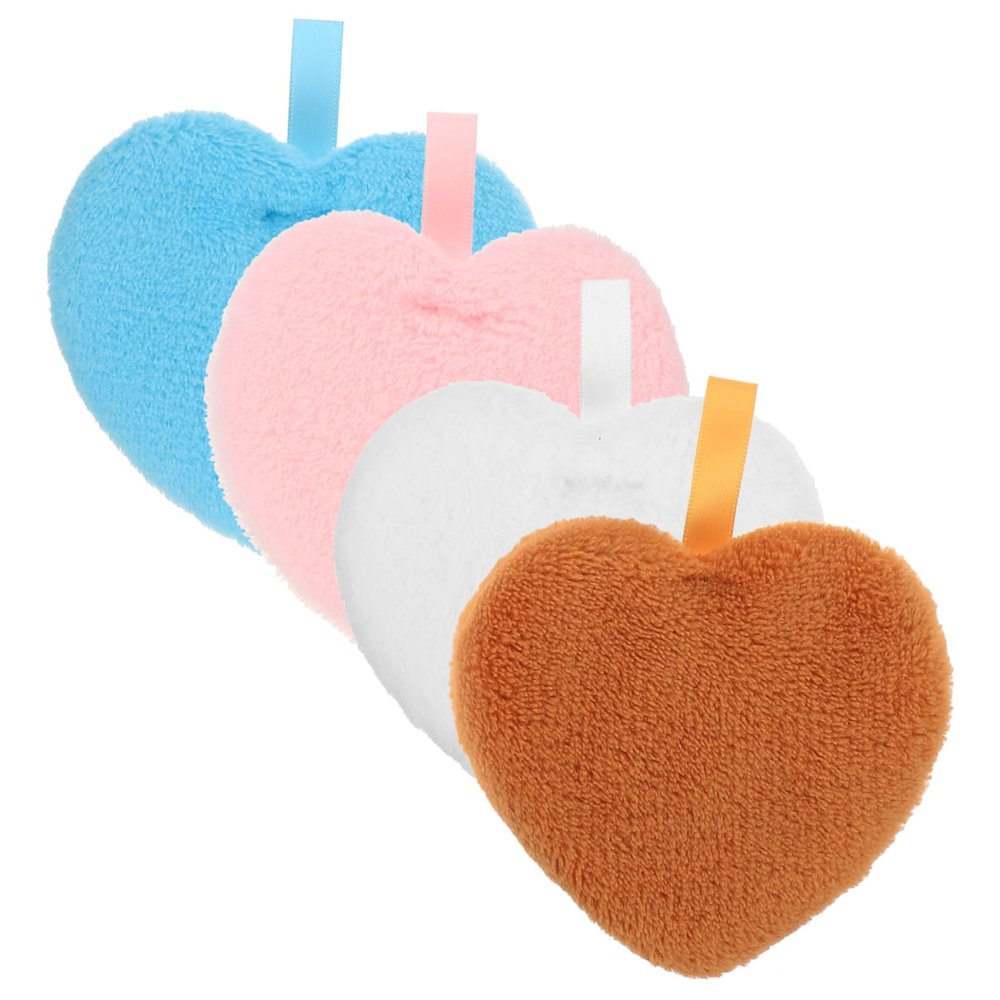 4Pcs Heart Shaped Powder for Loose Powder Makeup Soft Washable Makeup Applicators Compact for Face Eye Application