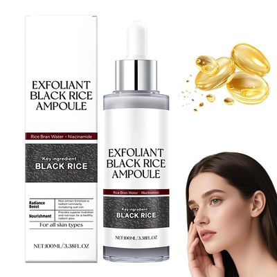 Black and White Rice Peeling Ampoule, 2025 New Rice Ampoule Duo Face and Body Black and White Rice Exfoliant Peeling Solution, Moisturizing Nourishing for All Skin Types (Black, 3.38 Fl Oz)