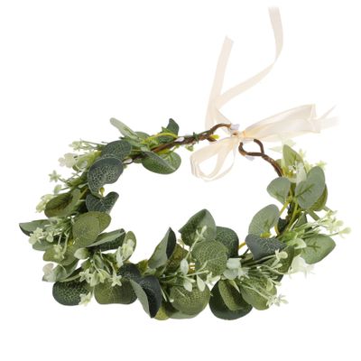1Pc Faux Wreath Hair Ornament for Weddings Bridal Headdress Photo Props Beach Celebration Accessory Beautifully Designed with Greenery for and Photography