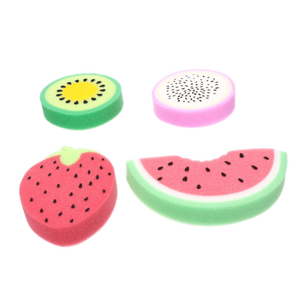 4Pcs Fruit Shape Bath Sponge for Gentle Exfoliating Scrubbers for Boy Girl and Vibrant Colors for Fun Bathing Experience