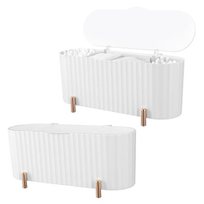 2Pcs Makeup Storage Case Beauty Egg Holder Swab Organizer Multi Function Cosmetic Box with Three Design for Cosmetics Jewelry and Items