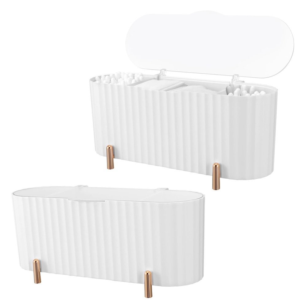 2Pcs Makeup Storage Case Beauty Egg Holder Swab Organizer Multi Function Cosmetic Box with Three Design for Cosmetics Jewelry and Items