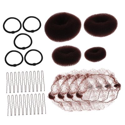 1 Set Invisible Elastic Hair Nets with Clips Loop for Women and Hair Bun Roller Accessories for Ballet Parties Weddings