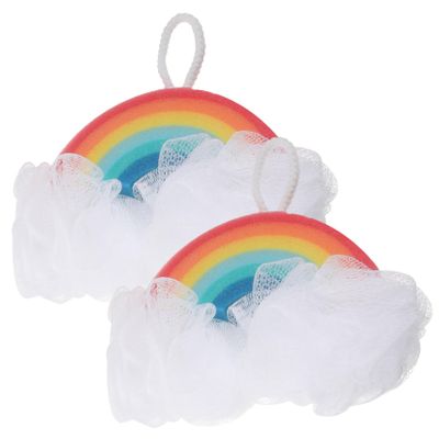 2Pcs Rainbow Design Bath Sponges Gentle Exfoliating Shower Scrubbers Soft Texture for Smooth Skin Fun Bathing Experience for Boys