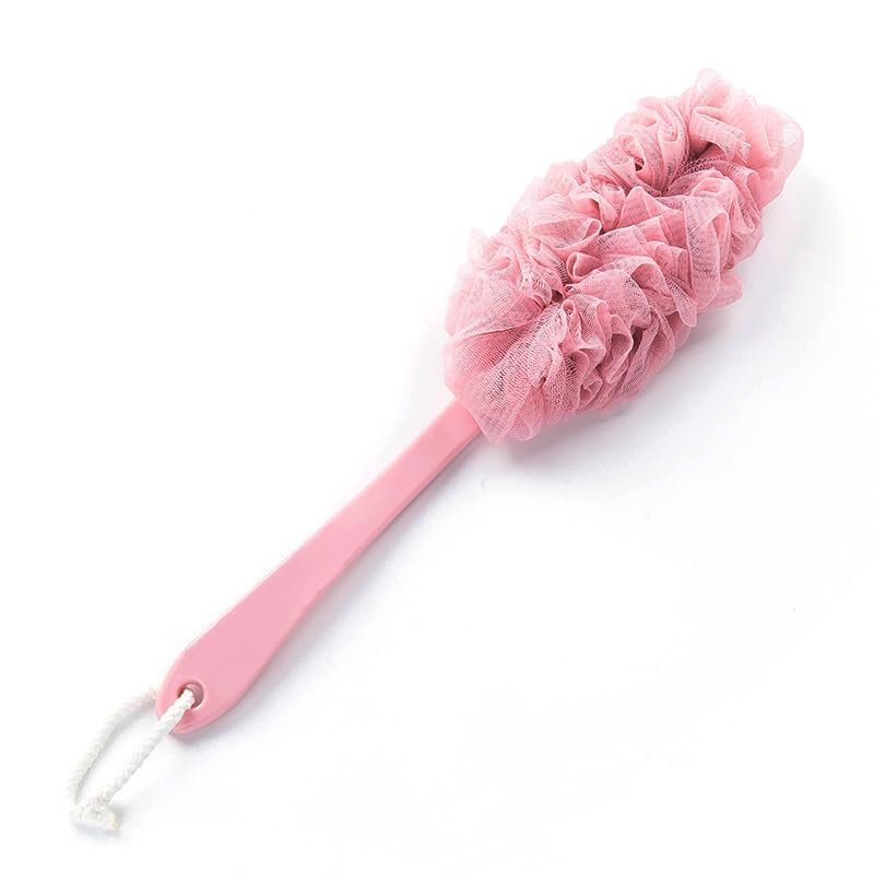 Back Scrubber for Shower, Loofah Sponge Brush Exfoliating Body, Long Handle Scrub Brush for Shower with Loofah on a Stick for Back Use, Bathing Accessories Body Brushes (Style B, 3PCS)