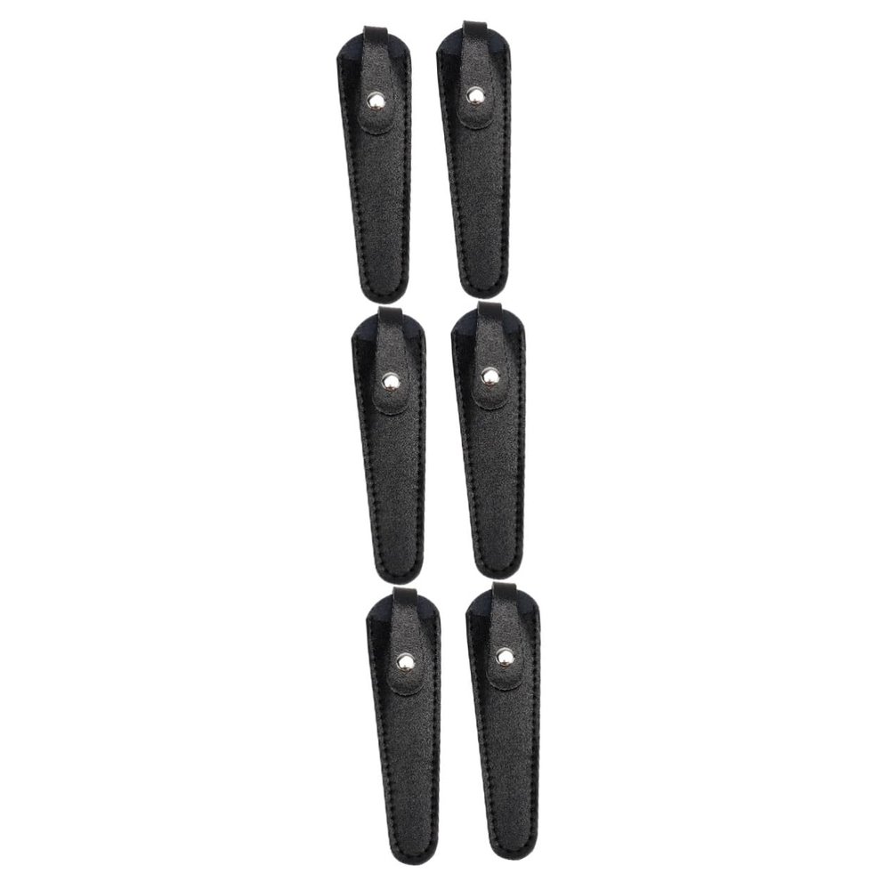3sets Cattlehide Scissor Protective Sleeves Durable Black Sheath for Hair Shears Beauty Tools Wear Resistant Storage for Embroidery Scissors 2pcs*3