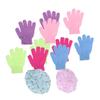 1Set Exfoliating Bath Gloves and Lace Bath Cap Men and Women Protective Shower Hat Kit for Smooth Skin and Hair Protection view 1