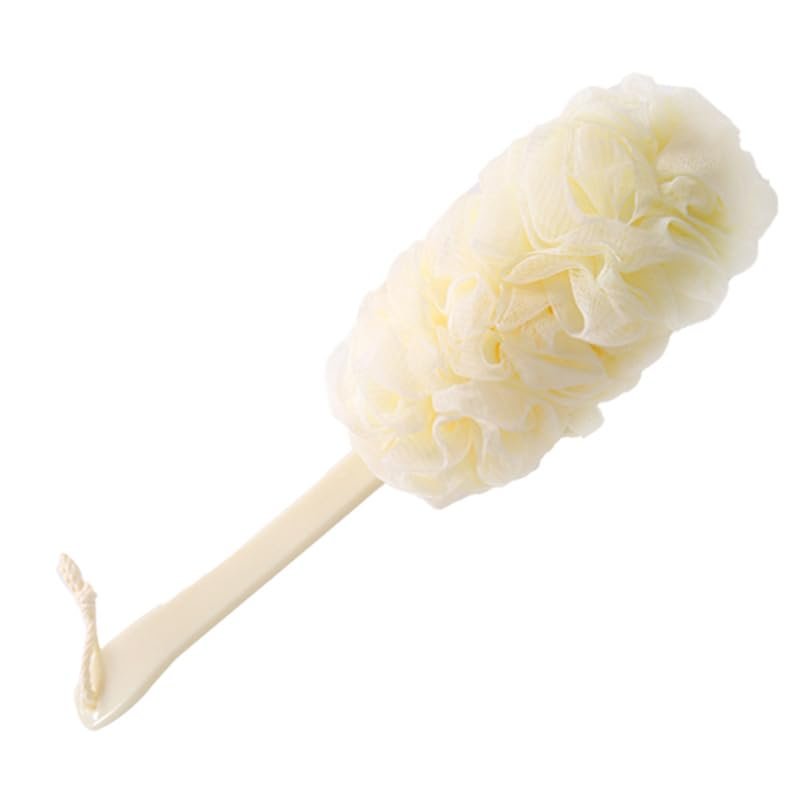 Back Scrubber for Shower, Loofah Sponge Brush Exfoliating Body, Long Handle Scrub Brush for Shower with Loofah on a Stick for Back Use, Bathing Accessories Body Brushes (White, 4PCS)