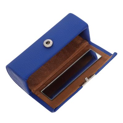 BAZEITFLOW Portable Single Lipstick Holder Mirror Elegant Leather Lipstick Case for Women Small Lip Gloss Storage Box Snap Button for Travel