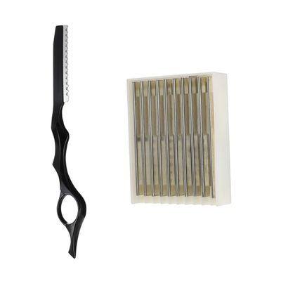 PartyKindom Hair Thinning Razor Set with 10 Blades Manual Hairdressing Shaver for Home Haircuts Precision Cutting for Hair Types for Barbers and Personal Use