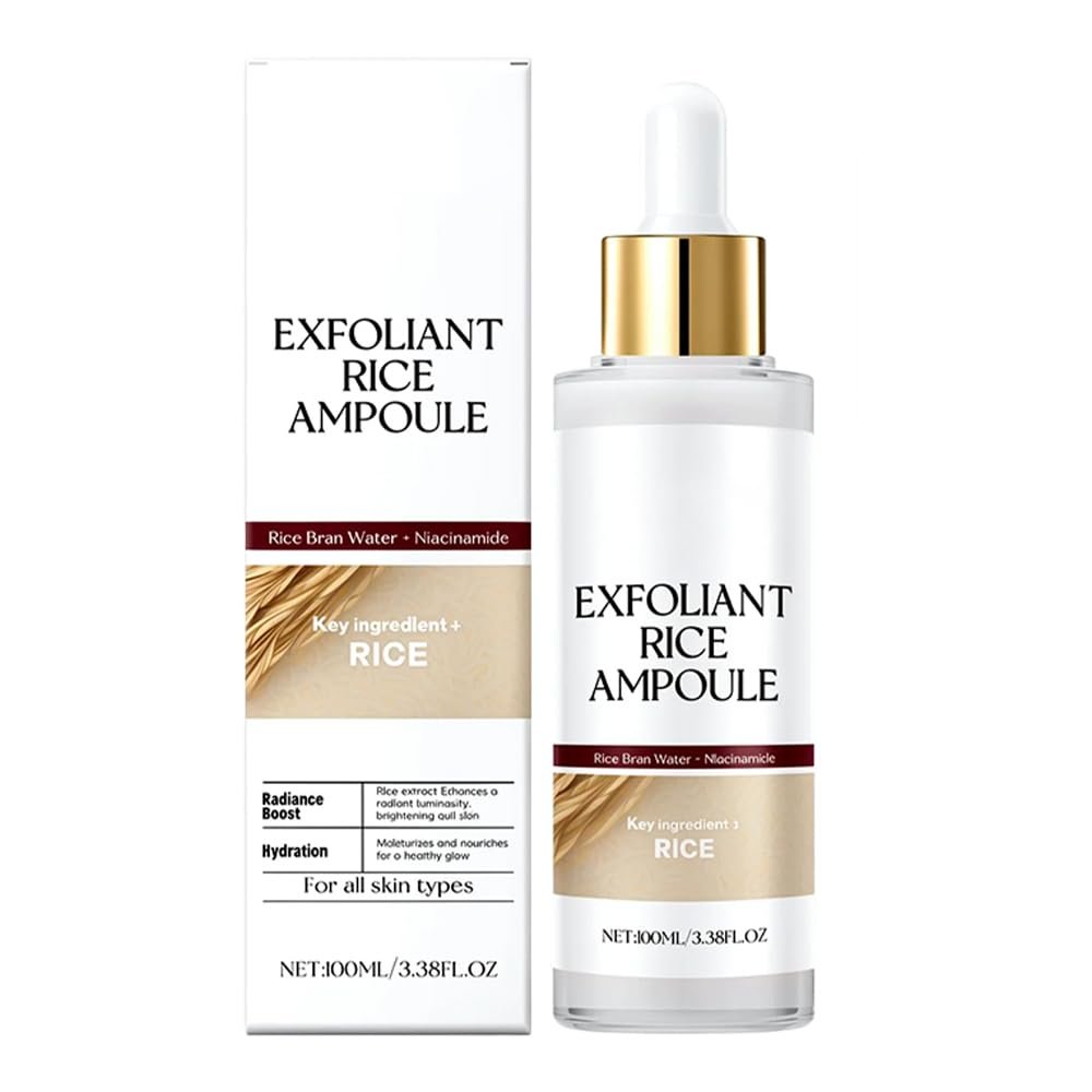 Black and White Rice Peeling Ampoule, 2025 New Rice Ampoule Duo Face and Body Black and White Rice Exfoliant Peeling Solution, Moisturizing Nourishing for All Skin Types (White, 3.38 Fl Oz)
