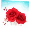 1pc Simulation Rose Hair Comb for Women Elegant Bridal Headdress Accessory for Weddings Proms and Special Occasions Charming Floral Design with Rhinestones view 2