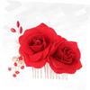 1pc Simulation Rose Hair Comb for Women Elegant Bridal Headdress Accessory for Weddings Proms and Special Occasions Charming Floral Design with Rhinestones view 3