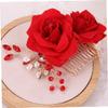 1pc Simulation Rose Hair Comb for Women Elegant Bridal Headdress Accessory for Weddings Proms and Special Occasions Charming Floral Design with Rhinestones view 4