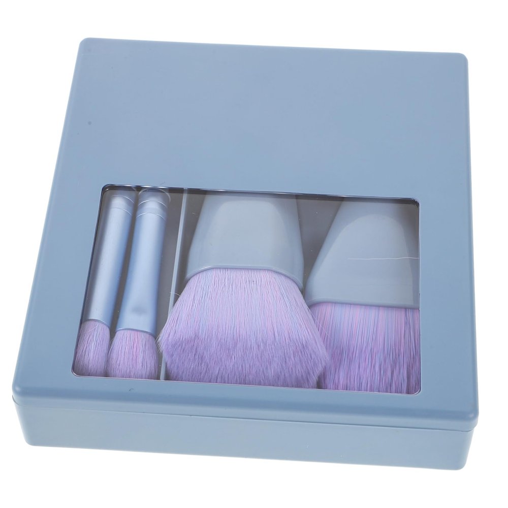 1Set Compact Makeup Brush Set with Built In Mirror Travel Makeup Brush Quick Touchups Lightweight Design for Everyday Use Go Application