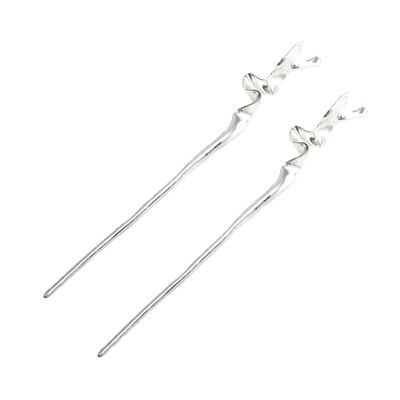2Pcs Vintage Hair Chopsticks Geometric Irregular Hairpins for Women Elegant Chignon Accessories Sturdy Hair Bun Tools for Hairstyles and Photography Props