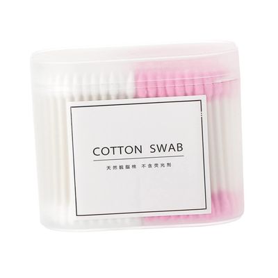 2Packs Cotton Buds Double Head Disposable Makeup Swabs for Ear Cleaning Cosmetics Practical Cotton Swabs Pink White for Home Travel