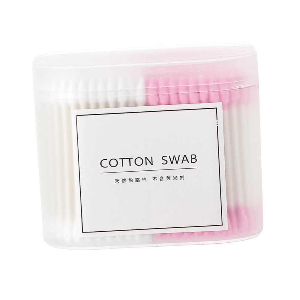 2Packs Cotton Buds Double Head Disposable Makeup Swabs for Ear Cleaning Cosmetics Practical Cotton Swabs Pink White for Home Travel