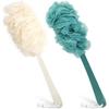 Back Scrubber for Shower, Loofah Sponge Brush Exfoliating Body, Long Handle Scrub Brush for Shower with Loofah on a Stick for Back Use, Bathing Accessories Body Brushes (Green,White, 2pcs) view 1
