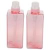 2PCS Pink Square Emulsion Pump Bottles Refillable Shampoo Dispenser for Body Wash Lotion and Soap Large Capacity Bottle for Home Hotel Use view 1