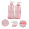 2PCS Pink Square Emulsion Pump Bottles Refillable Shampoo Dispenser for Body Wash Lotion and Soap Large Capacity Bottle for Home Hotel Use view 2