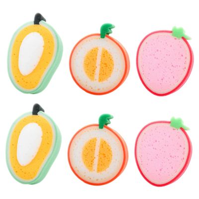 6Pcs Fruit Shape Bath Sponge Exfoliating Shower Sponges for Materials for Newborns and Daily Use for Showers and Birthdays
