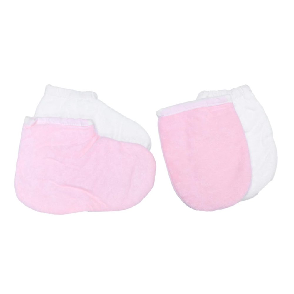 Beaupretty 4 Pairs of Beauty Gloves and Foot Covers Set Moisturizing Paraffin Wax Insulated Gloves for Spa Care for Dry Cracked Skin
