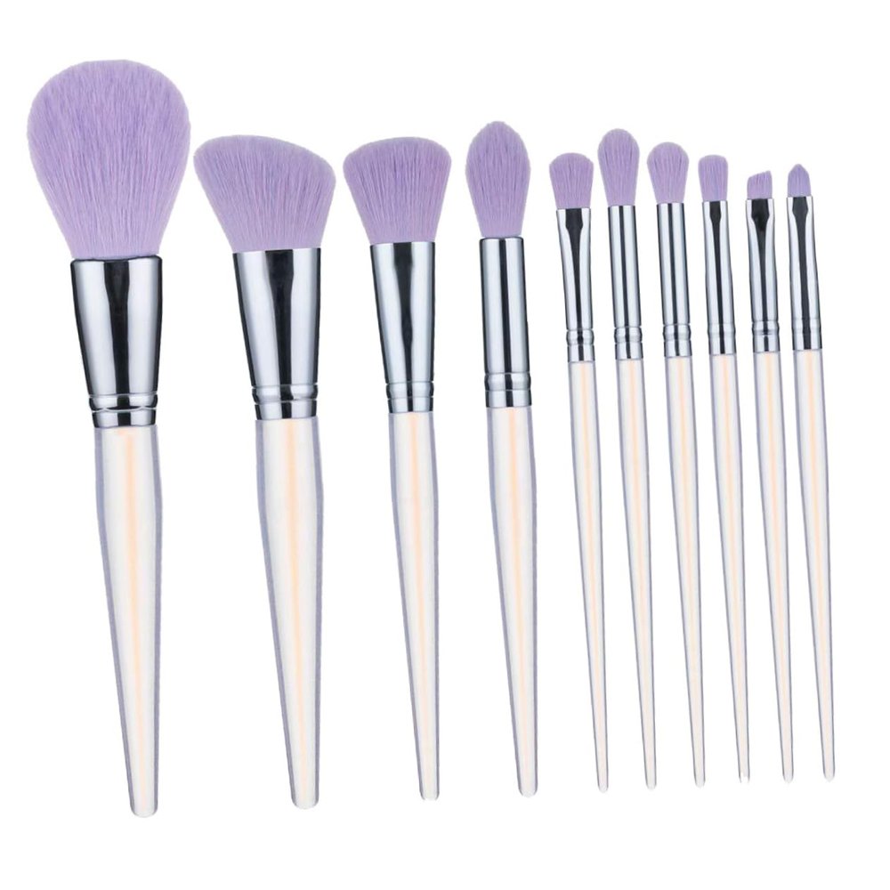10Pcs Purple Cosmetic Makeup Brush Lightweight and Portable Makeup Tools for Foundation Eyeshadow Blusher and Powder for Sensitive Skin Travel Friendly