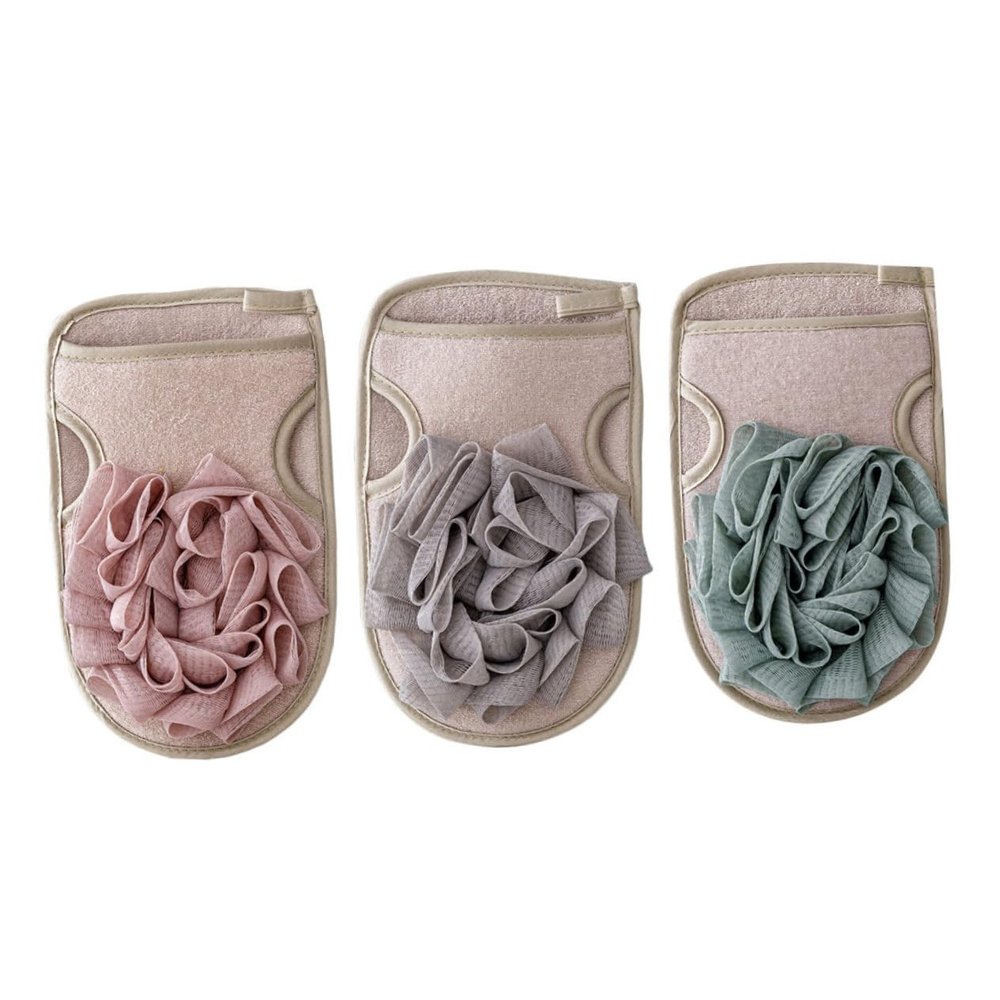 3pcs Double Sided Bathing Gloves Exfoliating Shower Scrubber Mitts for Gentle Skin Care Soft Mesh for Abundant Bubbles Durable and for Home Use Light