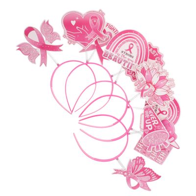 Beaupretty 5Pcs Breast Awareness Headbands Interactive Ribbon Hair Accessories for Party Decorations Themed Events and Photo Props Vibrant and Creative Hair Hoops