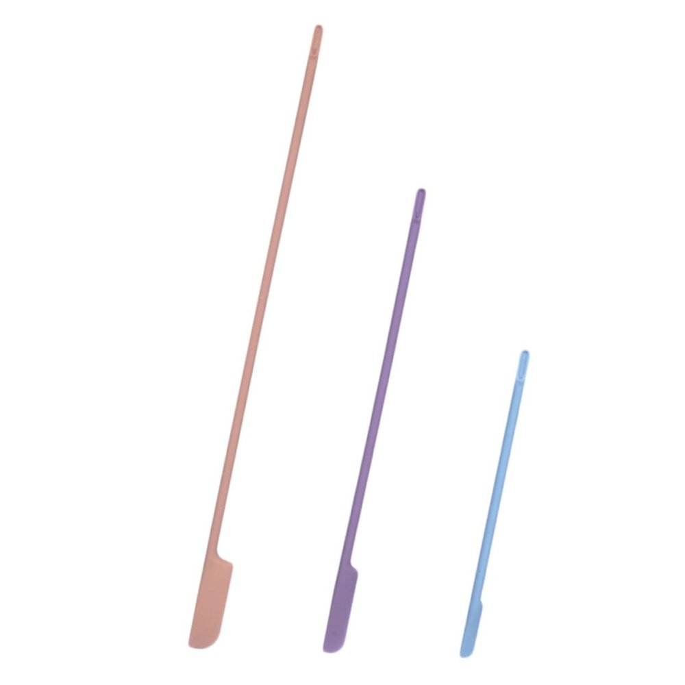 3pcs Silicone Beauty Scraper Long Handle Makeup Spatula for Even Lotion Application for Cosmetics and Bottle Scraping Random Colors