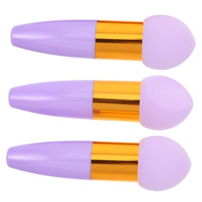 3Pcs Angled Makeup Sponge with Handle Soft Reusable Face Powder Puff for Foundation Portable Cosmetic Tool for Quick Touchups Skin Friendly Compact Design