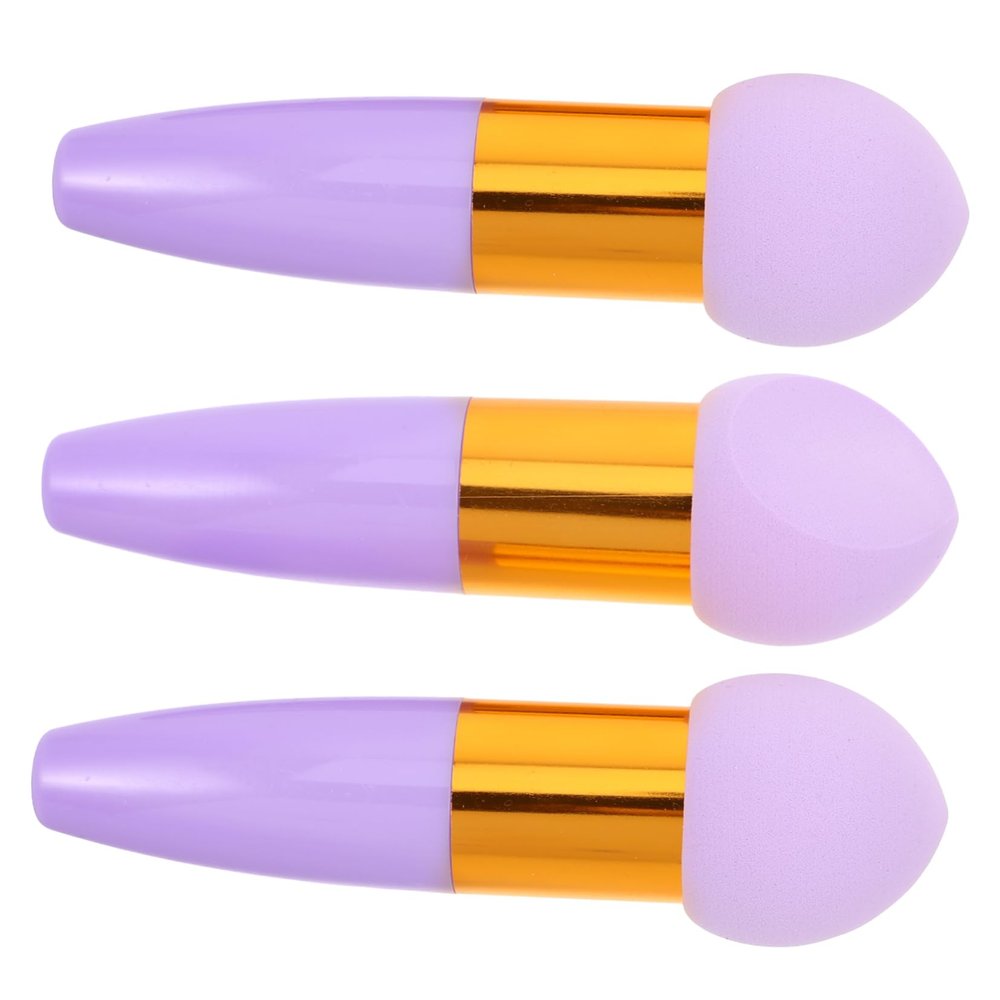 3Pcs Angled Makeup Sponge with Handle Soft Reusable Face Powder Puff for Foundation Portable Cosmetic Tool for Quick Touchups Skin Friendly Compact Design