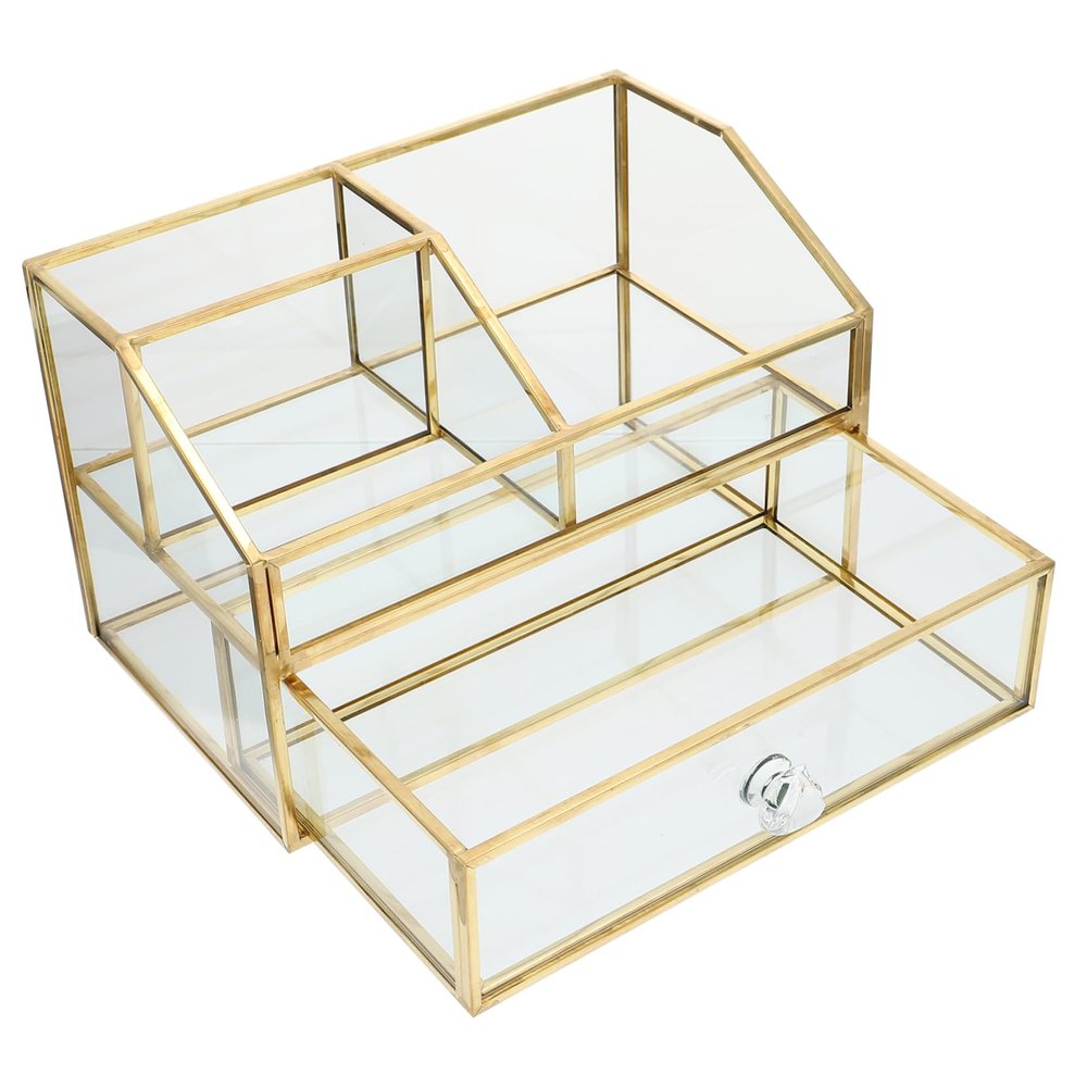Beaupretty Makeup Storage Box Transparent Earring Collection Case Durable Cosmetics Organizer for Home Office Lightweight Stylish Design Material