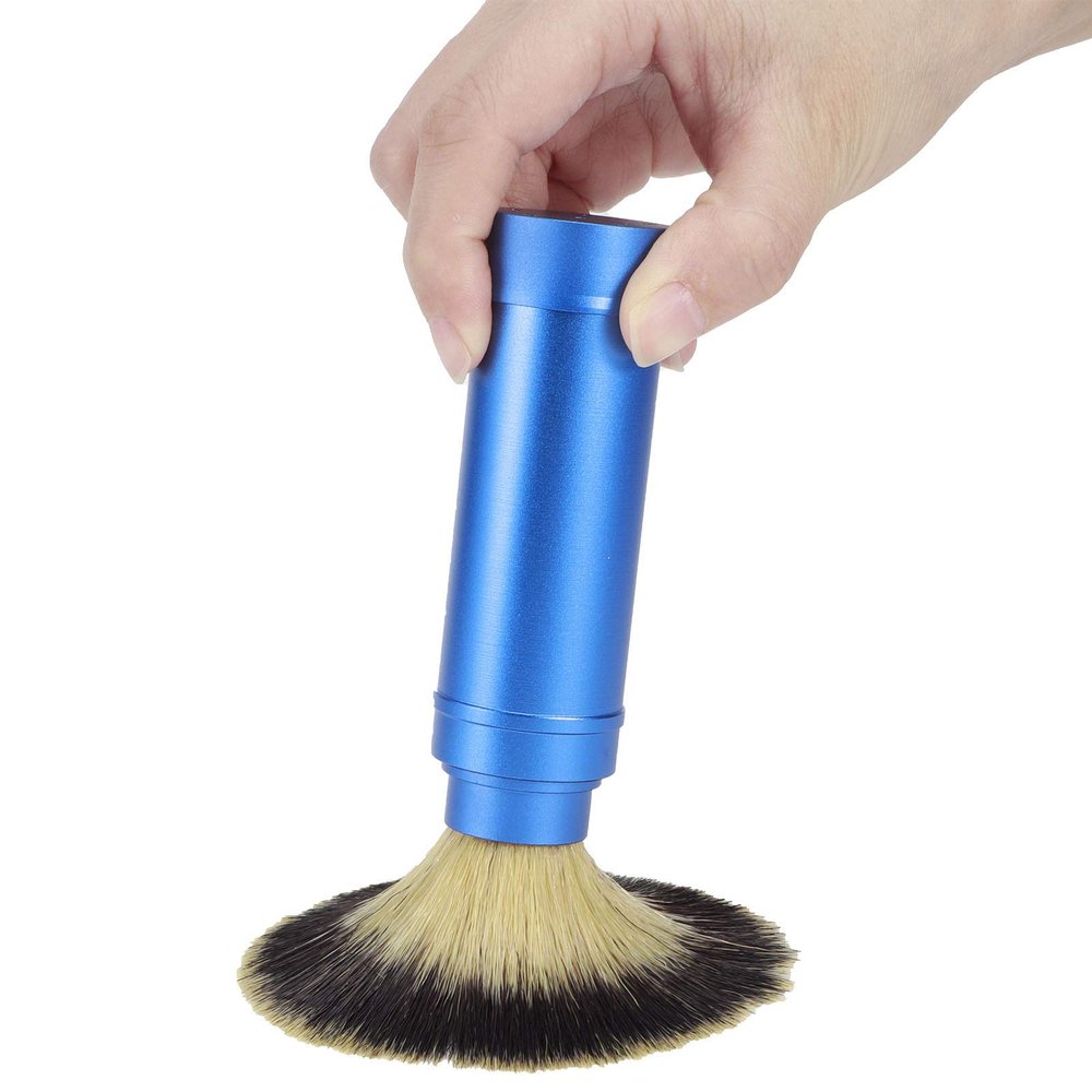 2PCS Travel Shaving Brush, Badger Hair Shaving Brush Aluminum Portable Facial Foaming Grooming Tool for Men Shave Beard Bathroom Supplies