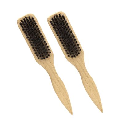 2Pcs Wood Beard Brush for Men Soft Boar Bristle Grooming Tool with Ergonomic Handle for Facial Hair Styling and Cleaning Lightweight and Portable for Home and Travel