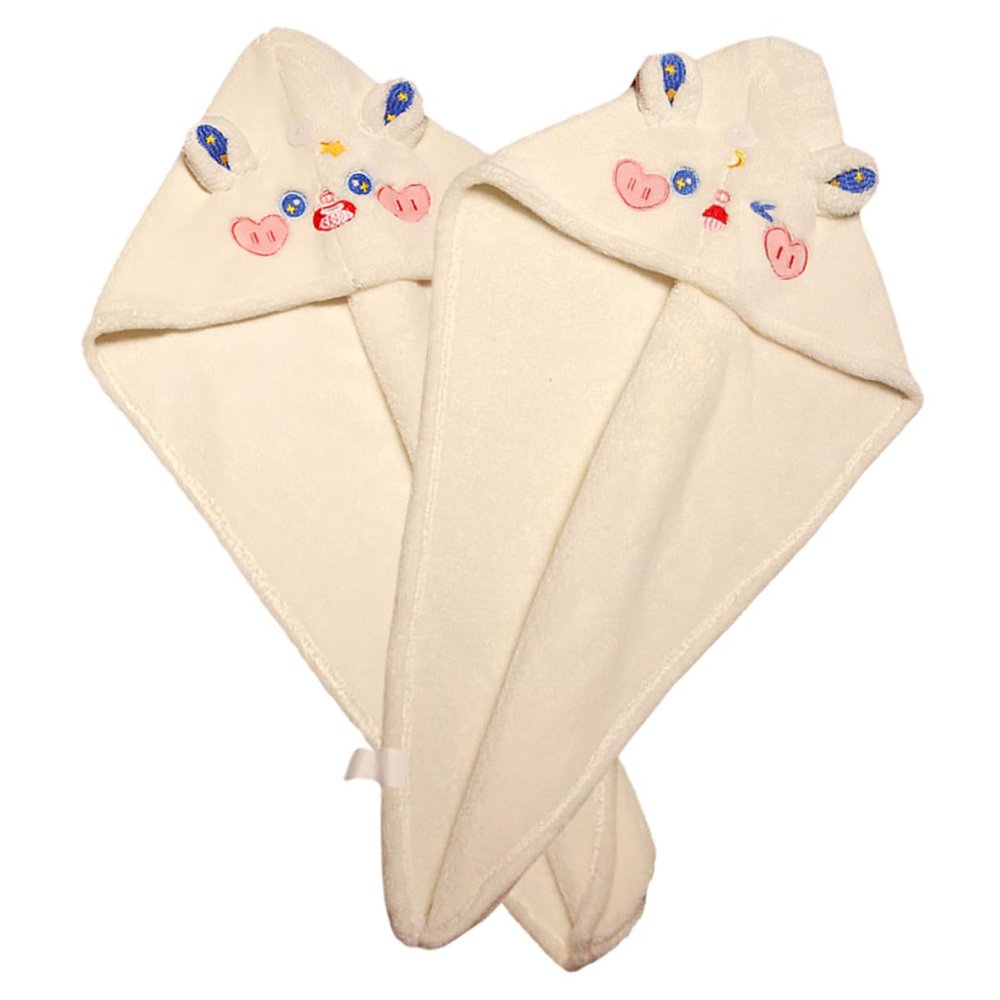 2Pcs Cartoon Hair Drying Turban Towel for Women Super Absorbent Microfiber Head Wraps for Wet Hair Closure Lightweight Portable for Salon Travel Spa
